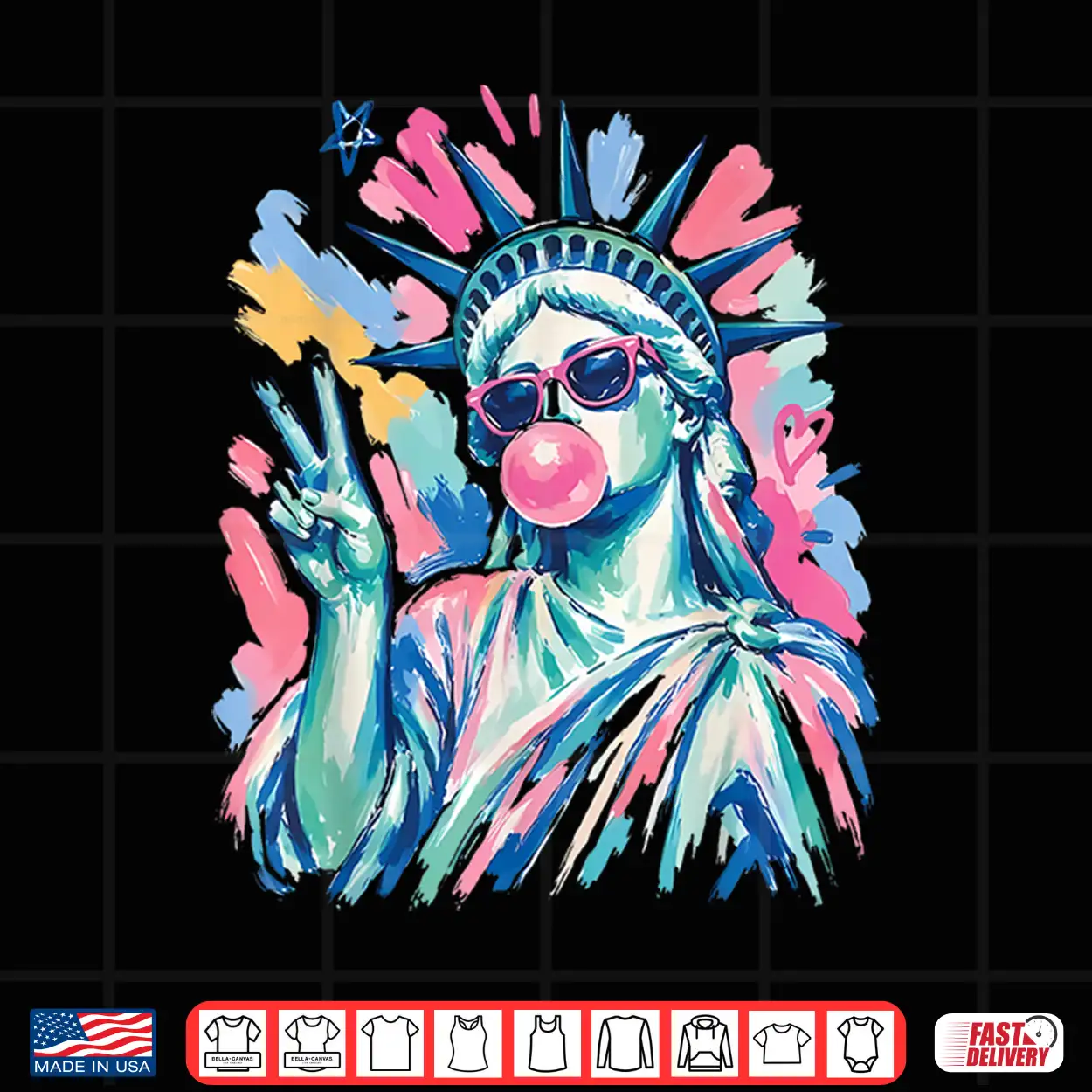 Statue Of Liberty Blowing Bubble Gum Patriotic 4Th Of July Shirt Statue Of Liberty Blowing Bubble Gum Patriotic 4Th Of July Shirt