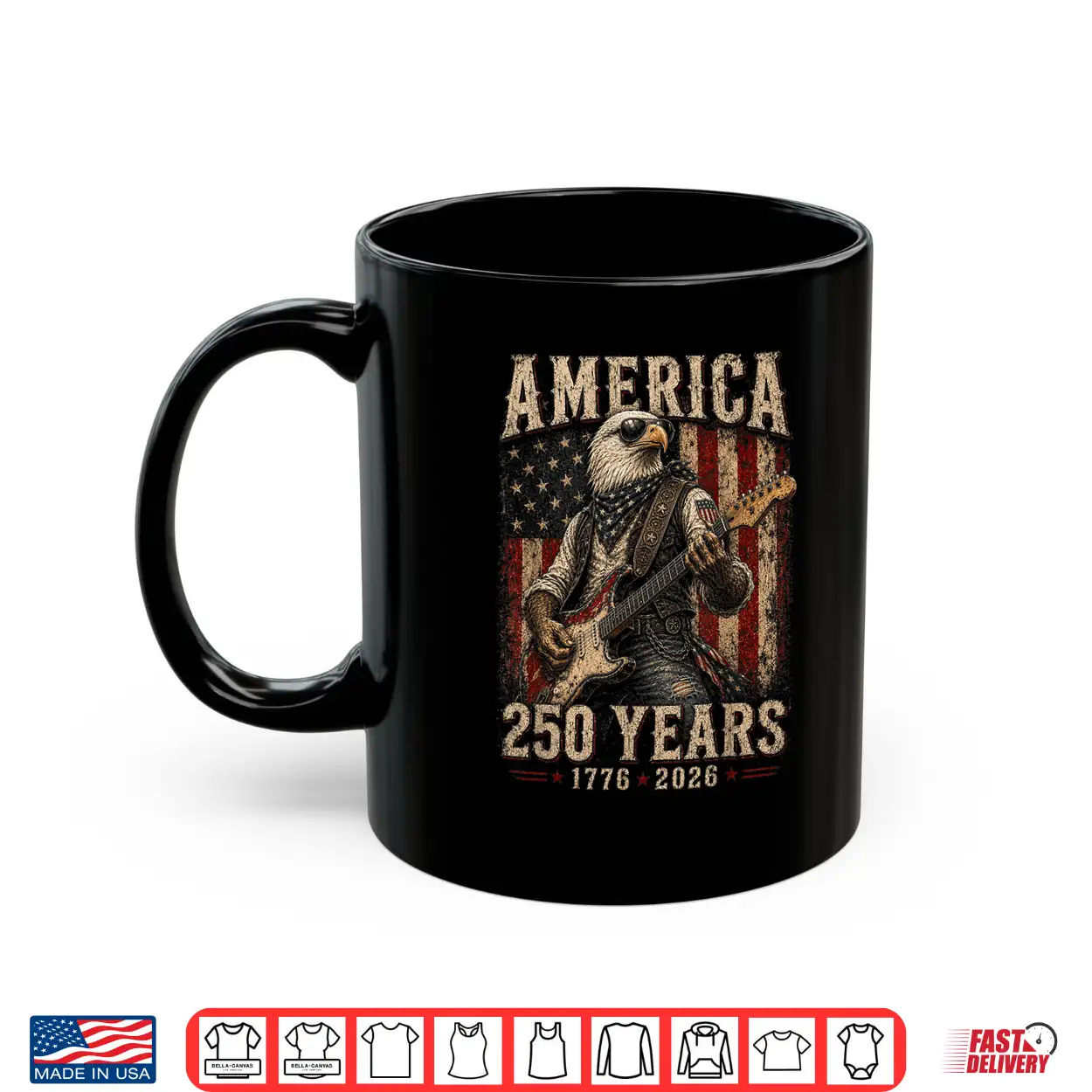 Vintage Eagle Playing Guitar 250 Years America 4Th Of July Shirt Vintage Eagle Playing Guitar 250 Years America 4Th Of July Shirt