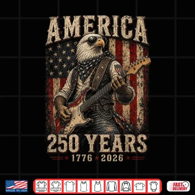 Vintage Eagle Playing Guitar 250 Years America 4Th Of July Shirt 4 Design Vintage Eagle Playing Guitar 250 Years America 4th of July Shirt