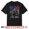 250 Anniversary Usa 250Th American Skull Motorcycle Usa Flag Shirt