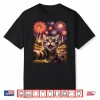 4Th Of July Funny Cat Selfie With Fireworks Independence Day Shirt