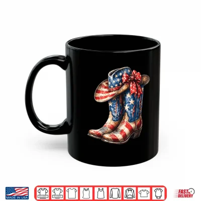 Mug 4th of July Cowgirl Boots Patriotic Women Girl Shirt