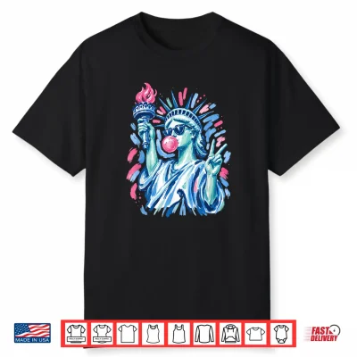 4Th Of July Preppy Statue Of Liberty Blowing Bubble Gum Shirt