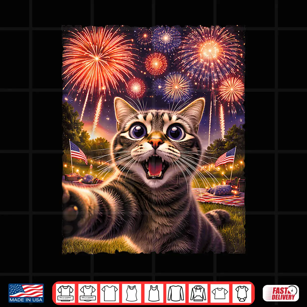 4Th Of July Funny Cat Selfie With Fireworks Independence Day Shirt 4Th Of July Funny Cat Selfie With Fireworks Independence Day Shirt