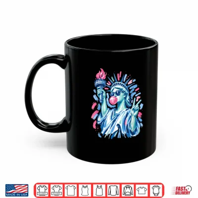 Mug 4th of July Preppy Statue of Liberty Blowing Bubble Gum Shirt