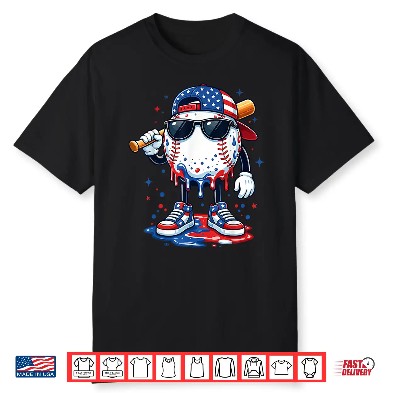 Baseball Drip Ice Cream 4Th Of July American Usa Flag Boys Shirt Baseball Drip Ice Cream 4Th Of July American Usa Flag Boys Shirt