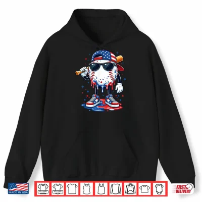 Baseball Drip Ice Cream 4Th Of July American Usa Flag Boys Shirt 1 Hoodie Baseball Drip Ice Cream 4th of July American USA Flag Boys Shirt 1