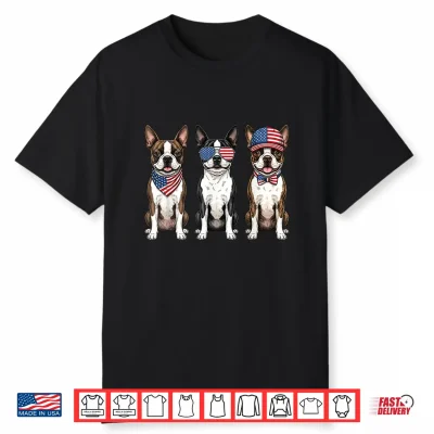 Boston Terrier 4Th Of July Us American Flag Dog Patriotic Shirt