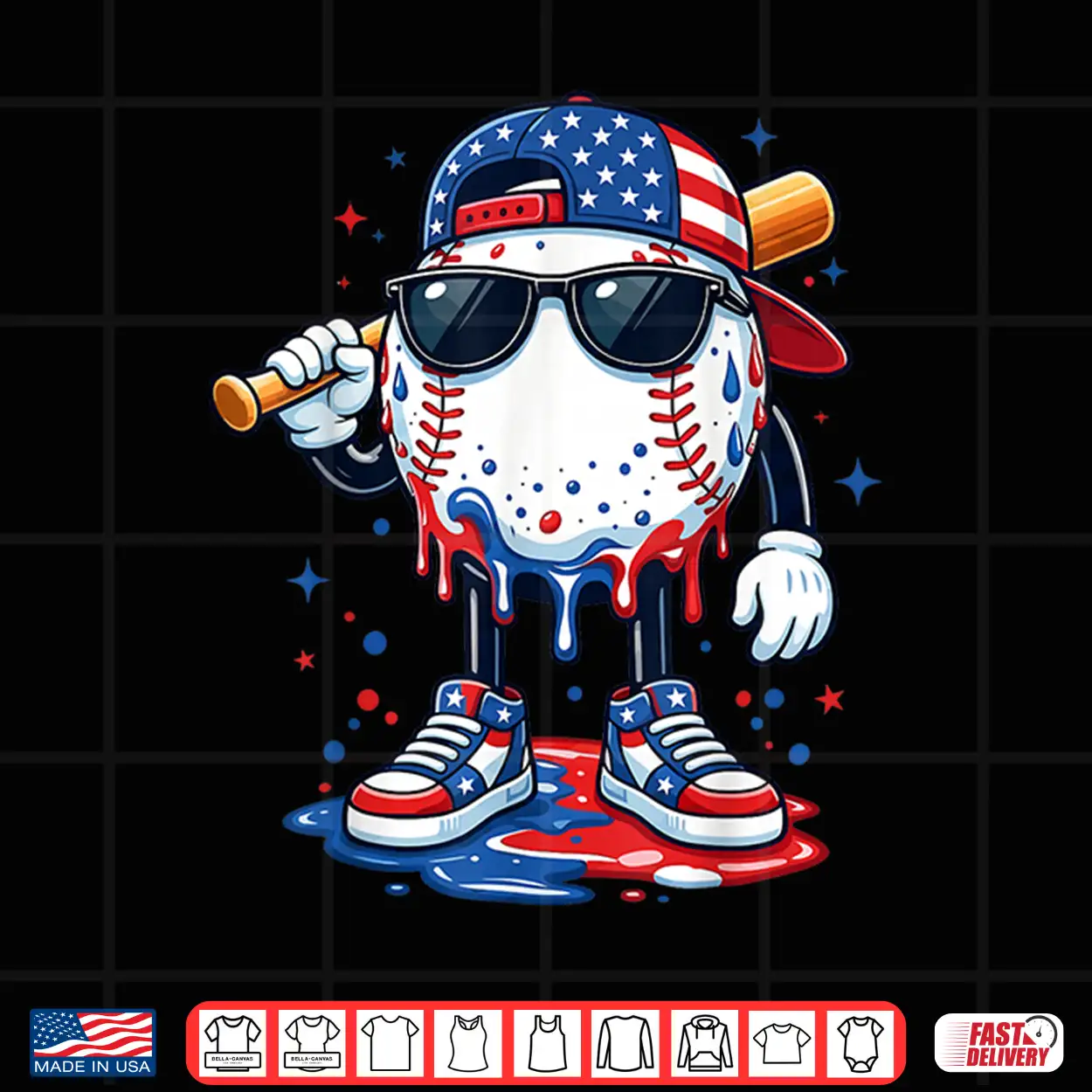 Baseball Drip Ice Cream 4Th Of July American Usa Flag Boys Shirt Baseball Drip Ice Cream 4Th Of July American Usa Flag Boys Shirt