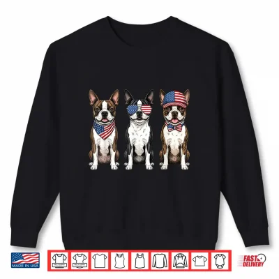Sweatshirt Boston Terrier 4th of July US American Flag Dog Patriotic Shirt
