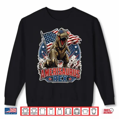 Sweatshirt Dinosaur 4th of July T Rex Funny Amerisaurus Rex Boys Men Shirt