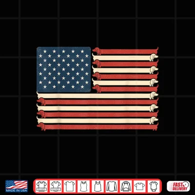 Design Dachshund Patriotic American Flag 4th of July Weiner Dog Shirt 1