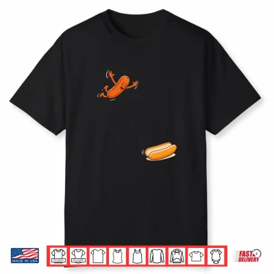Hot Dogs Jumping Into Bun Sausage 250 Years 4Th Of July Bbq Shirt