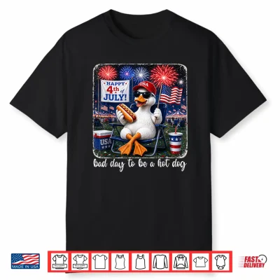 It’S A Bad Day To Be A Hotdog Goose Fourth Of July Patriotic Shirt