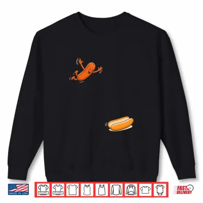 Sweatshirt Hot Dogs Jumping Into Bun Sausage 250 Years 4th of July BBQ Shirt