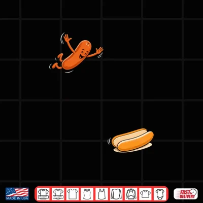 Design Hot Dogs Jumping Into Bun Sausage 250 Years 4th of July BBQ Shirt