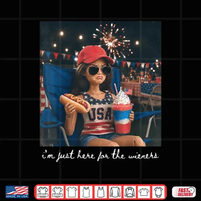 Design Im Just Here for The Wieners American Fireworks 4th of July Shirt