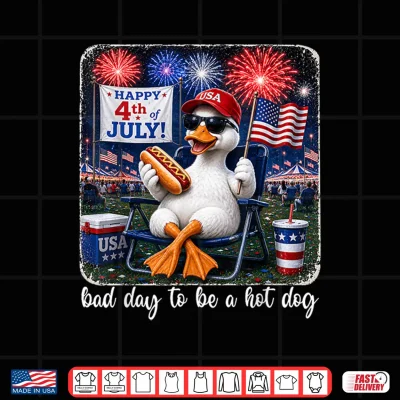 Design Its A Bad Day to Be A Hotdog Goose Fourth of July Patriotic Shirt
