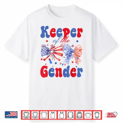 Keeper Of The Gender 4Th Of July Bow Gender Reveal Party Shirt
