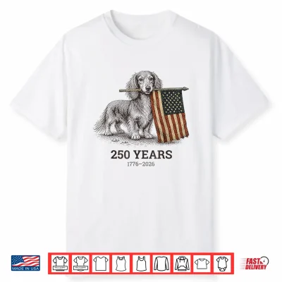 Long Haired Dachshund American Flag 4Th Of July Art Shirt