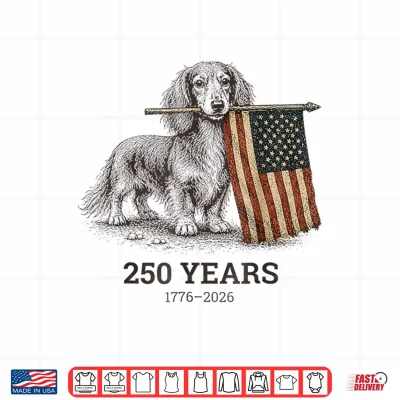 Design Long Haired Dachshund American Flag 4th of July Art Shirt