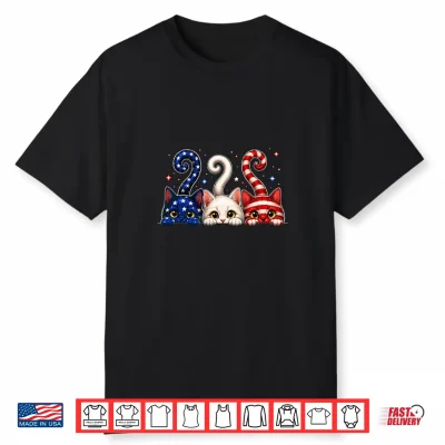 Red White Blue Patriotic Cats Fourth Of July Cat 4Th Of July Shirt