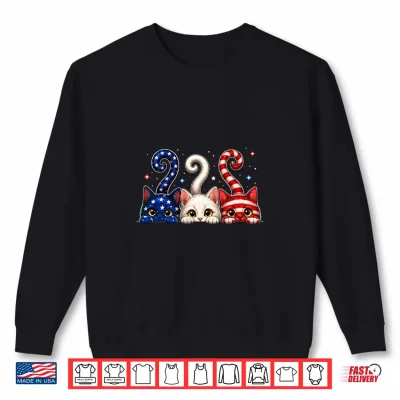 Sweatshirt Red White Blue Patriotic Cats Fourth of July Cat 4th of July Shirt