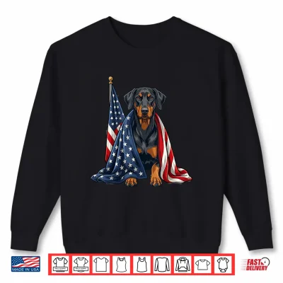 Sweatshirt Patriotic Doberman 4th of July Dog USA Flag Shirt 1