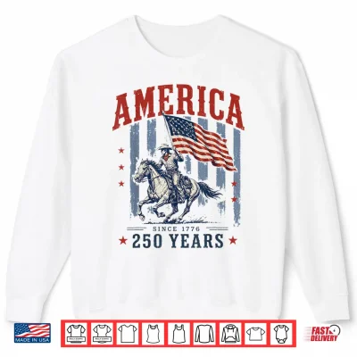 Preppy Retro Stripes America Cowboy Rodeo 250 Years Us Flag Shirt 2 Sweatshirt Preppy Retro Stripes America Cowboy Rodeo 250 Years US Flag Shirt