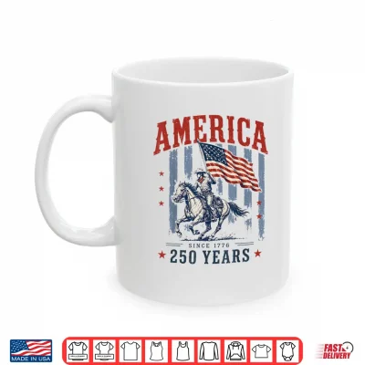 Preppy Retro Stripes America Cowboy Rodeo 250 Years Us Flag Shirt 3 Mug Preppy Retro Stripes America Cowboy Rodeo 250 Years US Flag Shirt 1