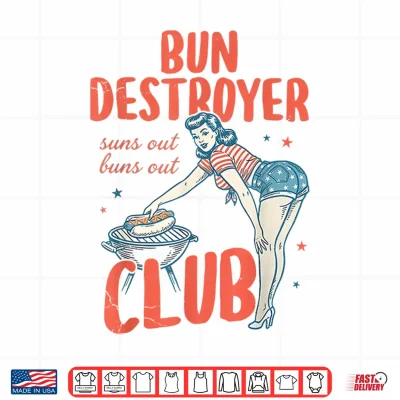 Design Retro Bun Destroyer Hot Dog Handlers Club 4th of July Couple Shirt