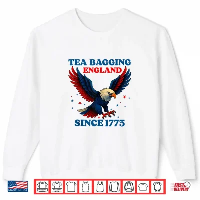 Sweatshirt Vintage Tea Bagging England Since 1773 Eagle 4th of July Shirt 1