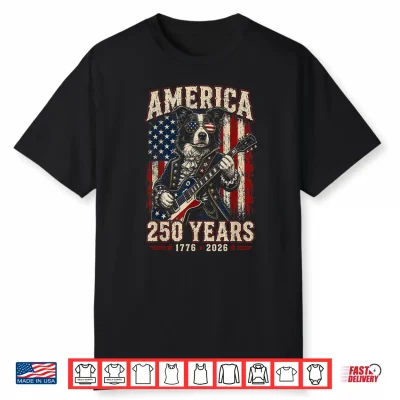 250 Years America Border Collie Patriotic Usa 4Th Of July Shirt