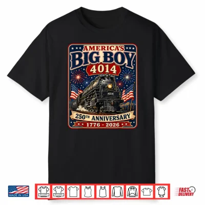 250Th Anniversary Usa Big Boy 4014 Train Vintage Us Flag Tee Shirt