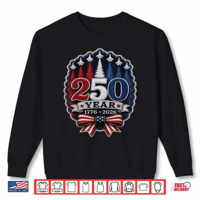 Sweatshirt 250th Anniversary USA Patriotic 250 Years USA Chenille Patch Shirt