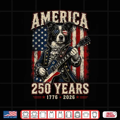 Design 250 Years America Border Collie Patriotic USA 4th of July Shirt