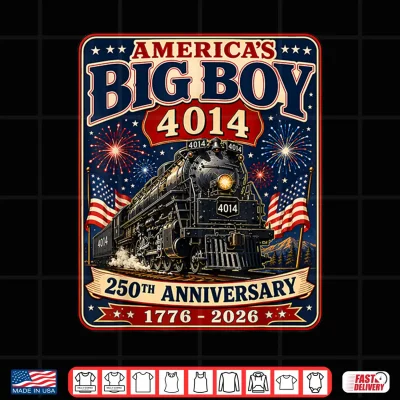 Design 250th Anniversary USA Big Boy 4014 Train Vintage US Flag Tee Shirt