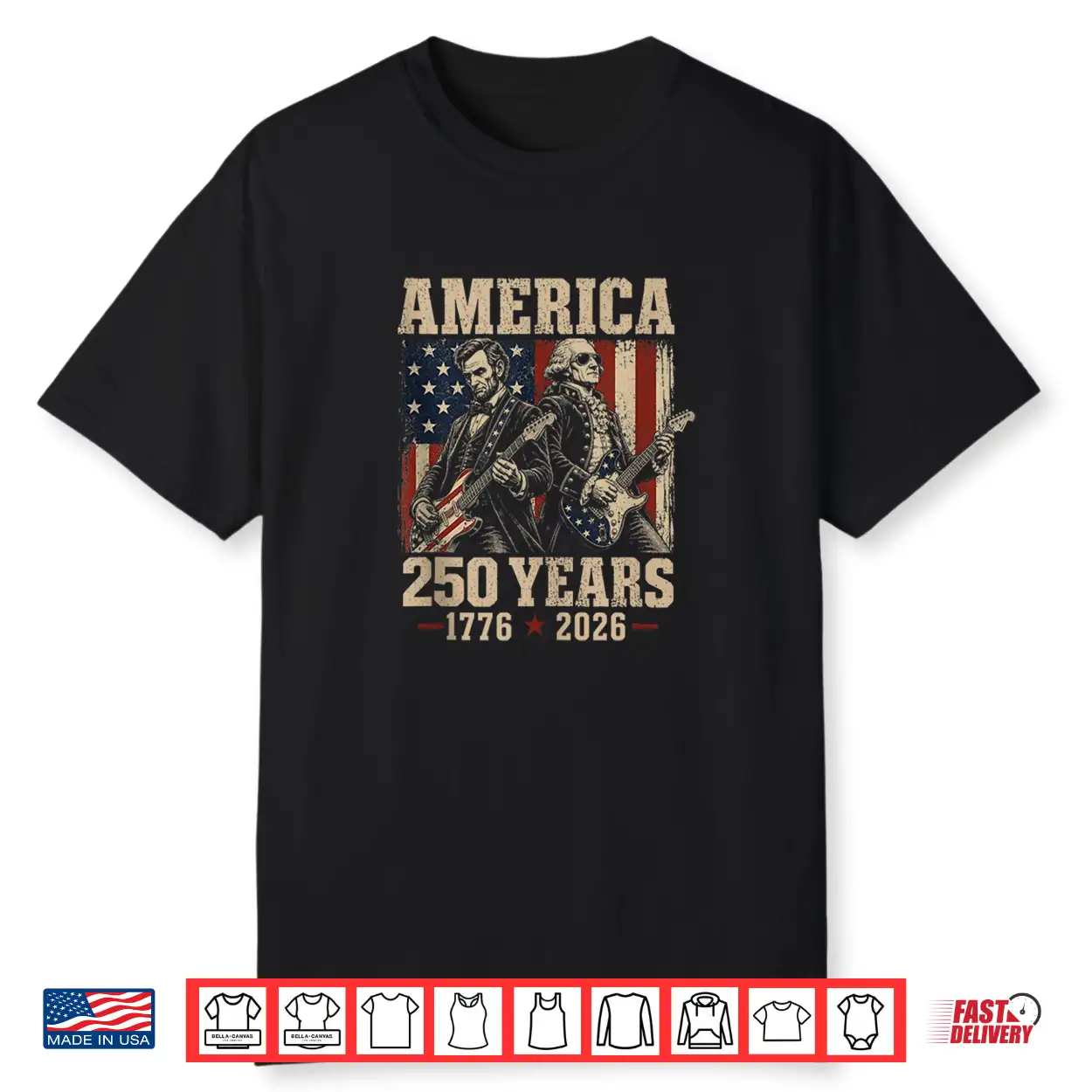 Abe Lincoln George Washington Guitar 250Th Anniversary Usa Shirt Abe Lincoln George Washington Guitar 250Th Anniversary Usa Shirt
