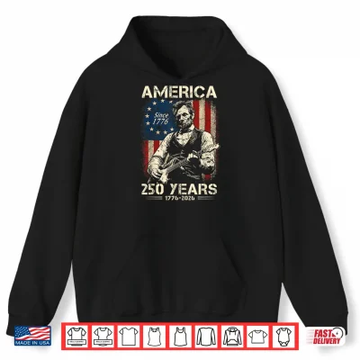 Hoodie Abraham Lincoln Playing Guitar US Flag 4th of July 1776 2026 Shirt