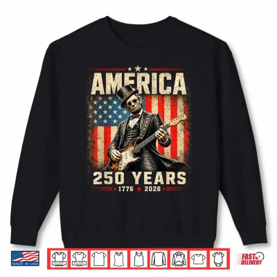 Sweatshirt Abraham Lincoln Playing Guitar 4th of July Shirt
