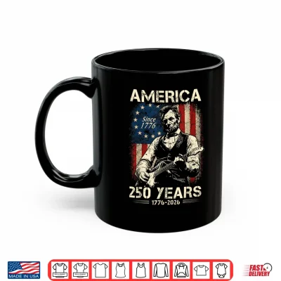Mug Abraham Lincoln Playing Guitar US Flag 4th of July 1776 2026 Shirt