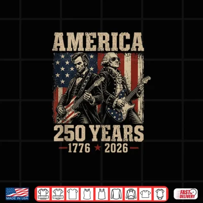 Abe Lincoln George Washington Guitar 250Th Anniversary Usa Shirt 4 Design Abe Lincoln George Washington Guitar 250th Anniversary USA Shirt