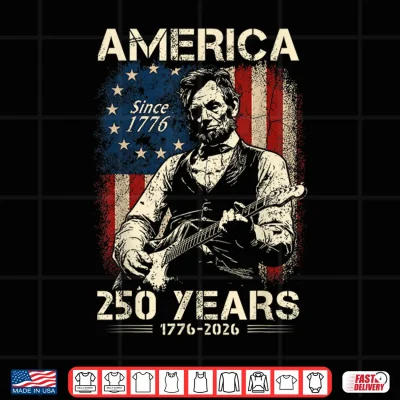 Design Abraham Lincoln Playing Guitar US Flag 4th of July 1776 2026 Shirt