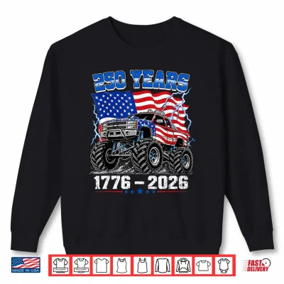 Sweatshirt America 250th Patriotic USA Monster Truck 4th of July Kids Shirt