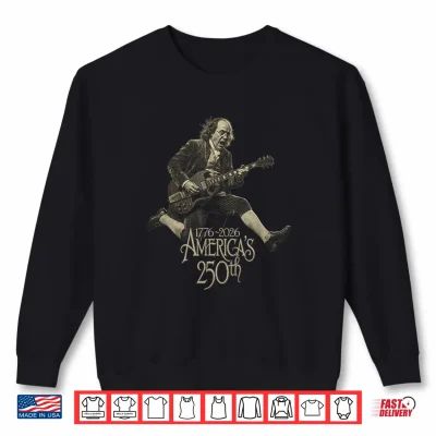 Sweatshirt Benjamin Franklin Guitar 4th of July 250 Anniversary USA Shirt