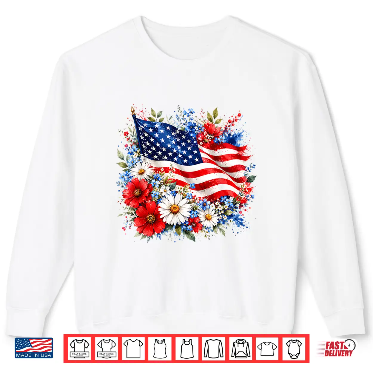 Floral American Flag Wildflowers Patriotic 4Th Of July Women Shirt Floral American Flag Wildflowers Patriotic 4Th Of July Women Shirt