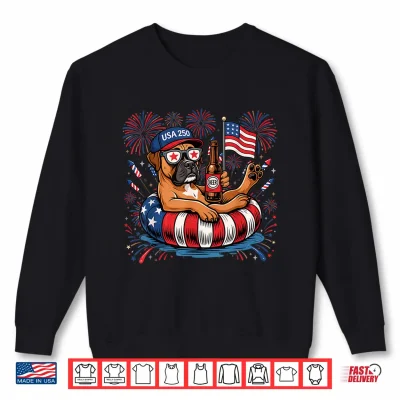 Sweatshirt Patriotic Boxer 4th of July USA 250 Years Dog Lover Shirt