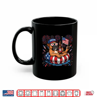Mug Patriotic Boxer 4th of July USA 250 Years Dog Lover Shirt