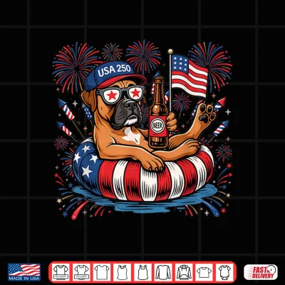 Design Patriotic Boxer 4th of July USA 250 Years Dog Lover Shirt