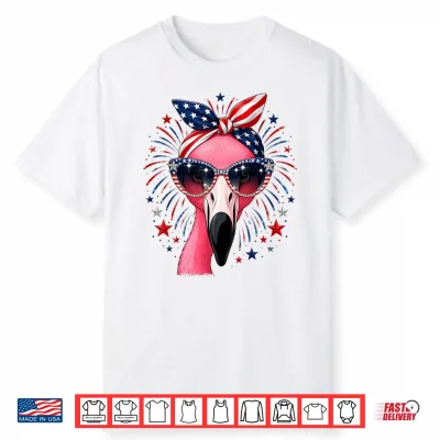 Patriotic Flamingo 4Th Of July Usa American Flag Animal Shirt
